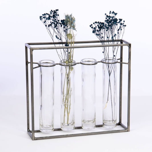 RECT 4-GLASS/METAL VASE **MM3**