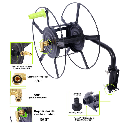 Swivel Hose Reel Wall Mount 180 Degree Pivot Hose Hanger Great For Garden Storage Hose Holder Wall Mount For Garden Hose Heavy Duty Steel Hose Hanger For Hose Reels Black Steel