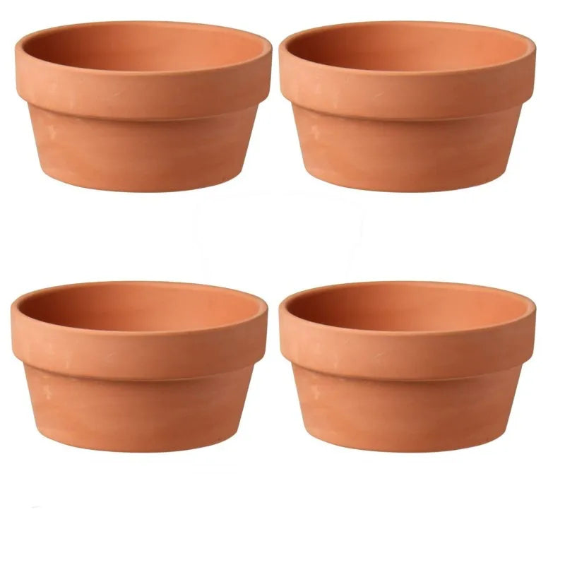 4 PCS Shallow Terracotta Pots 5.5"x2.8"