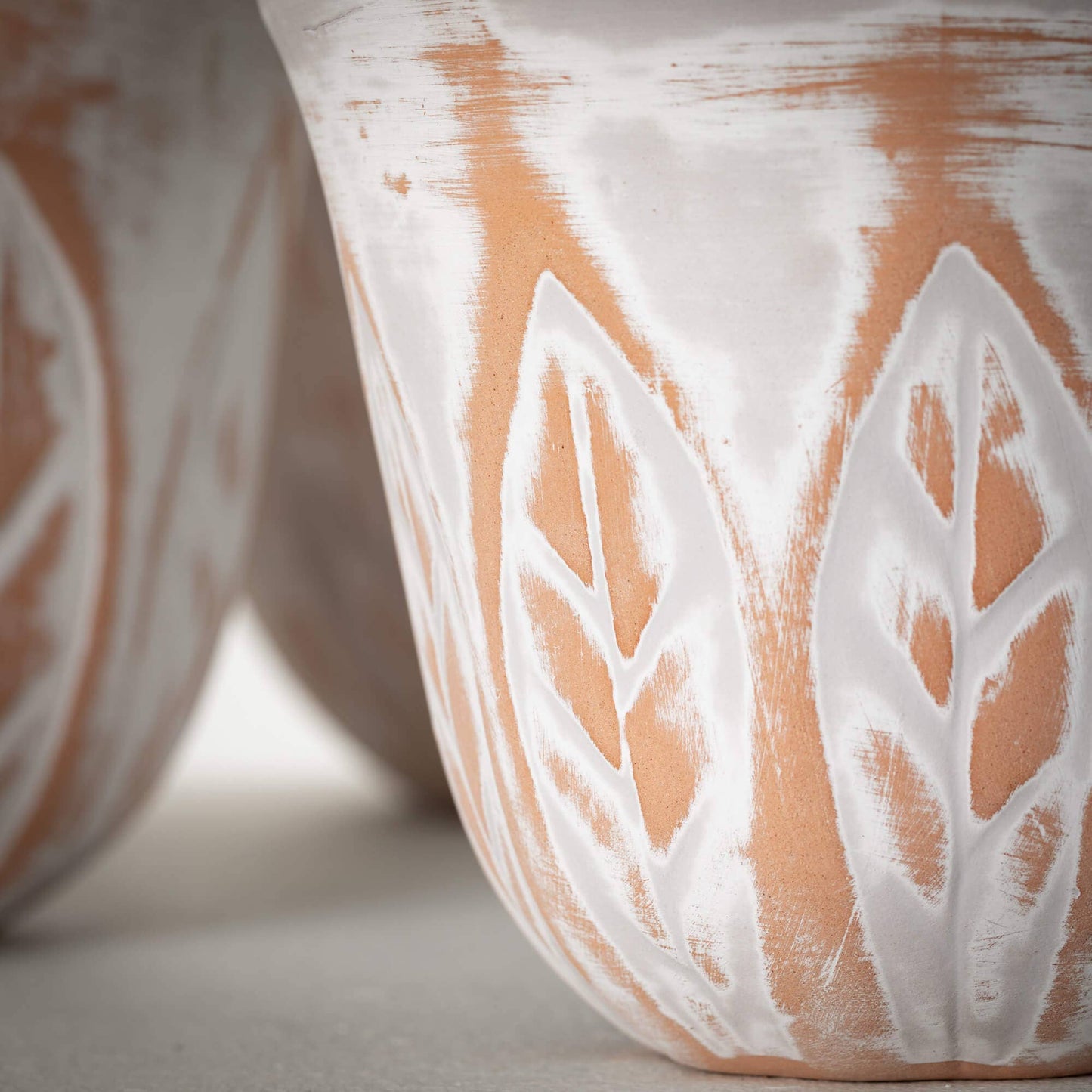 Rustic Leaf Clay Pot- Set of 3