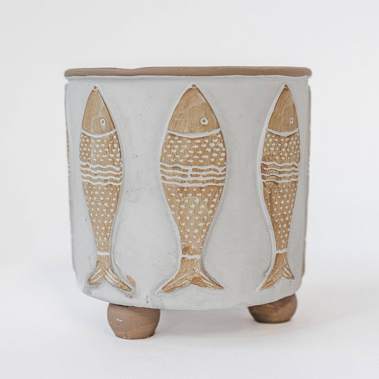 Fish Flower Pot White-Wash