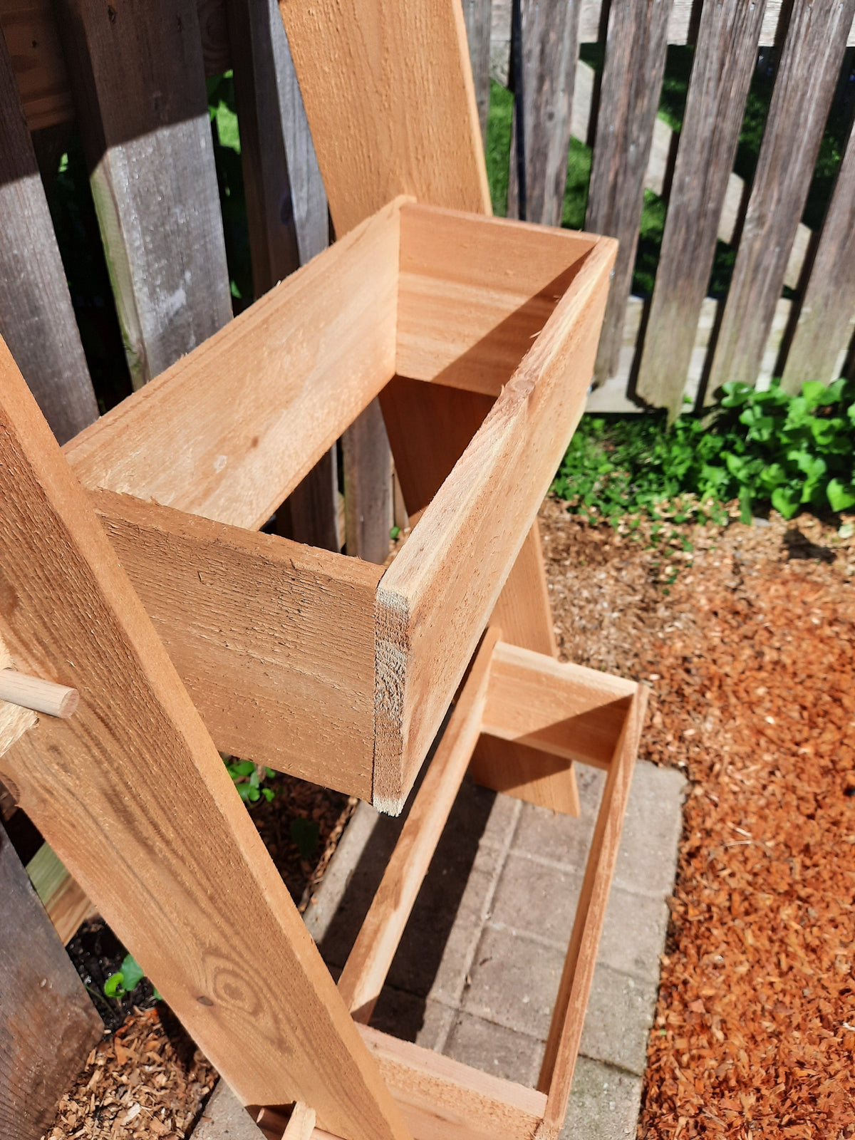 2-Tier Vertical Cedar Ladder Planter Box for Small Spaces