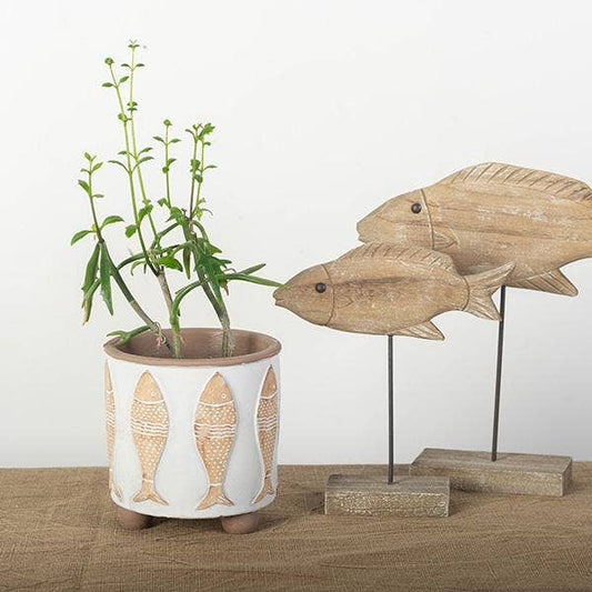 Fish Flower Pot White-Wash