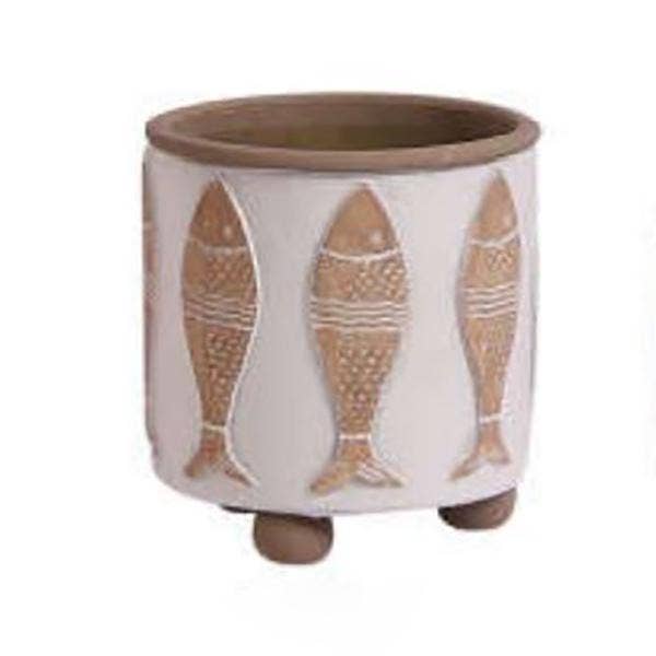 Fish Flower Pot White-Wash