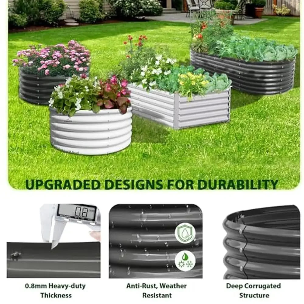 Galvanized Steel Raised Garden Beds 4X4X1.5ft & 6X2X1.5ft