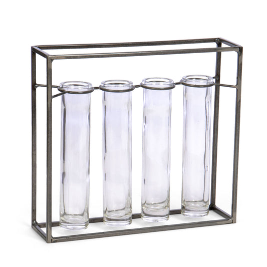 RECT 4-GLASS/METAL VASE **MM3**