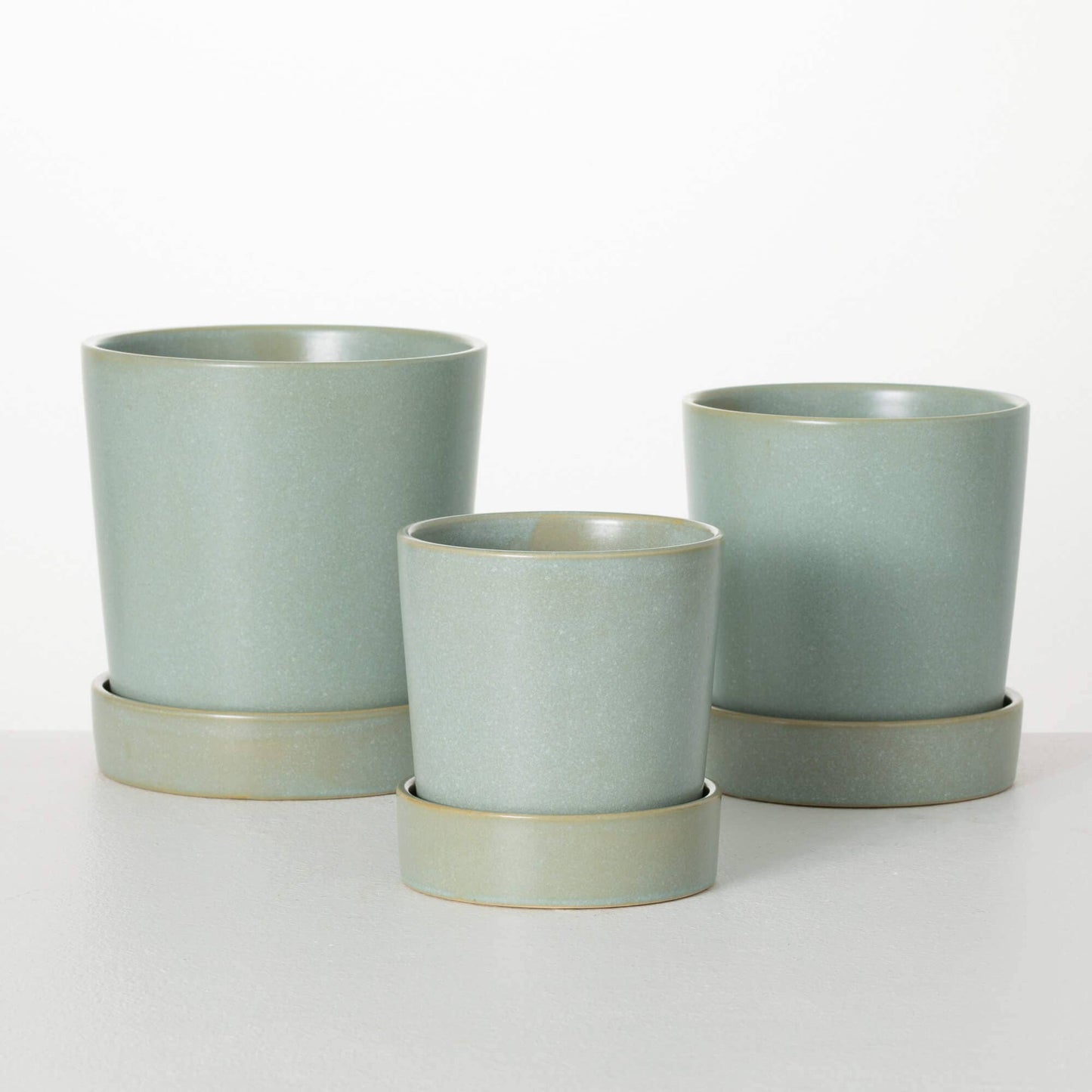 Modern Matte Mint Planter, Set of 3