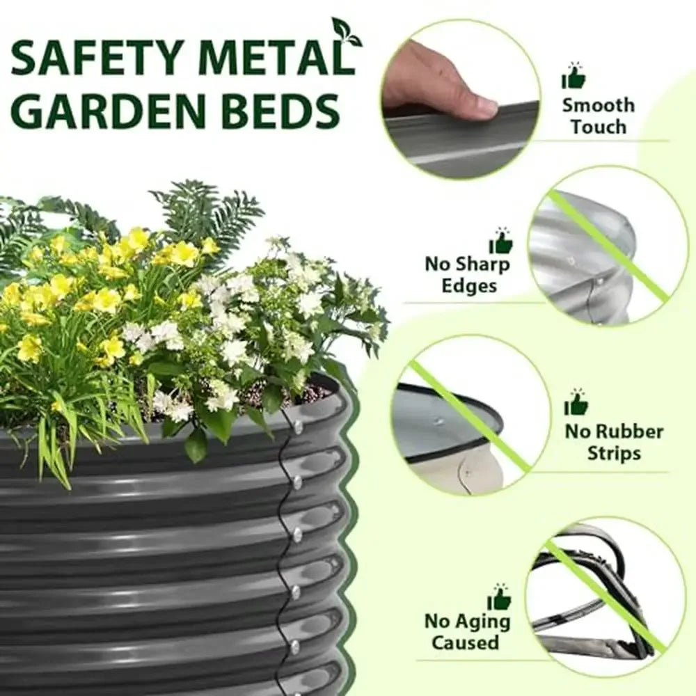 Galvanized Steel Raised Garden Beds 4X4X1.5ft & 6X2X1.5ft