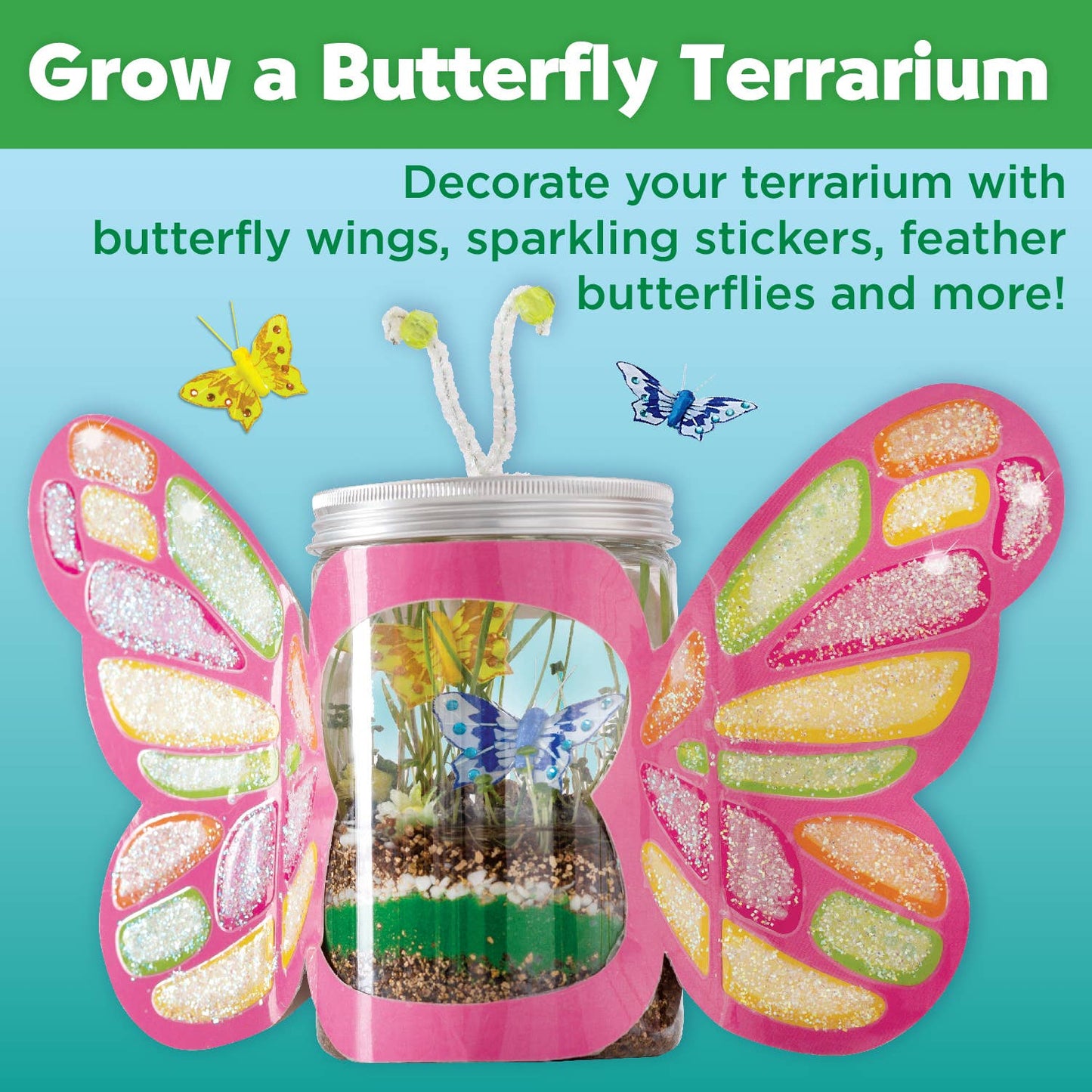 Sparkle N' Grow Butterfly Terrarium DIY Craft Kit for Kids