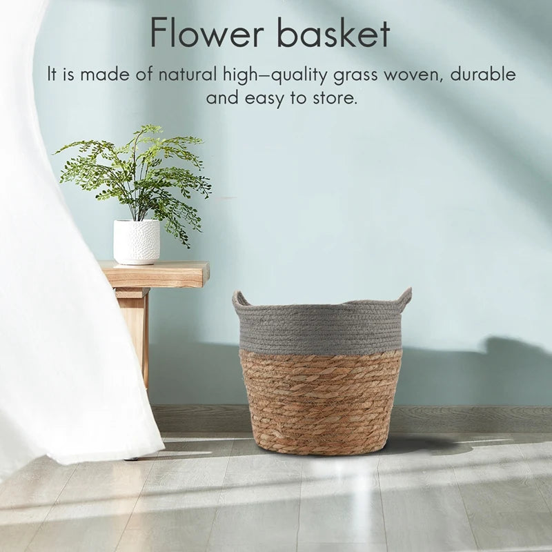 Natural Straw Woven Flower Pot