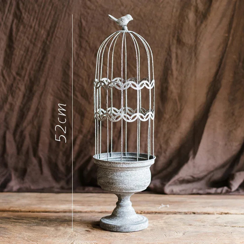 Vintage Bird Cage Plant Pot, Climbing Vine Flower Pot, Iron Making Old Stand for Flowers, Versatile Practical Home Garden