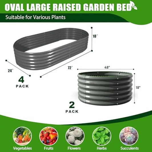 Galvanized Steel Raised Garden Beds 4X4X1.5ft & 6X2X1.5ft