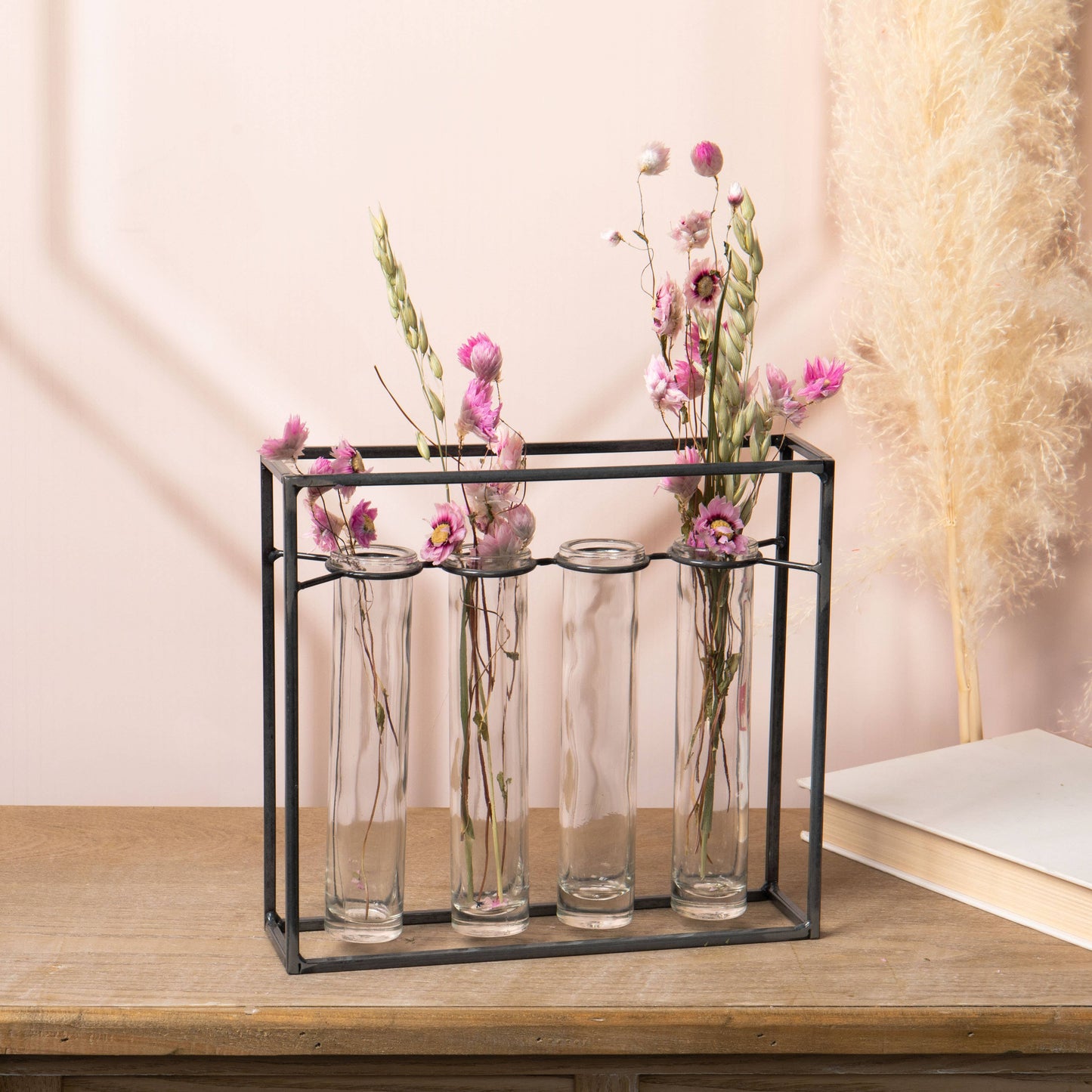 RECT 4-GLASS/METAL VASE **MM3**