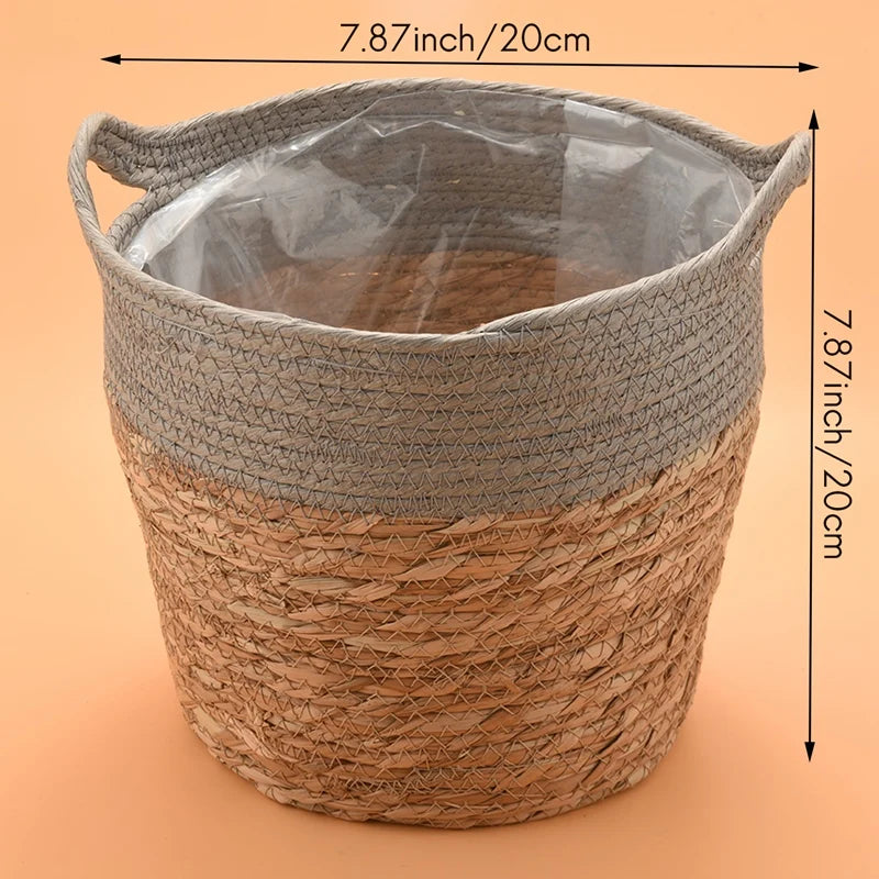 Natural Straw Woven Flower Pot