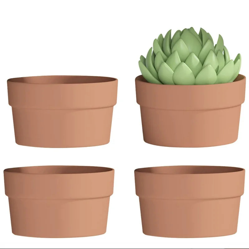 4 PCS Shallow Terracotta Pots 5.5"x2.8"