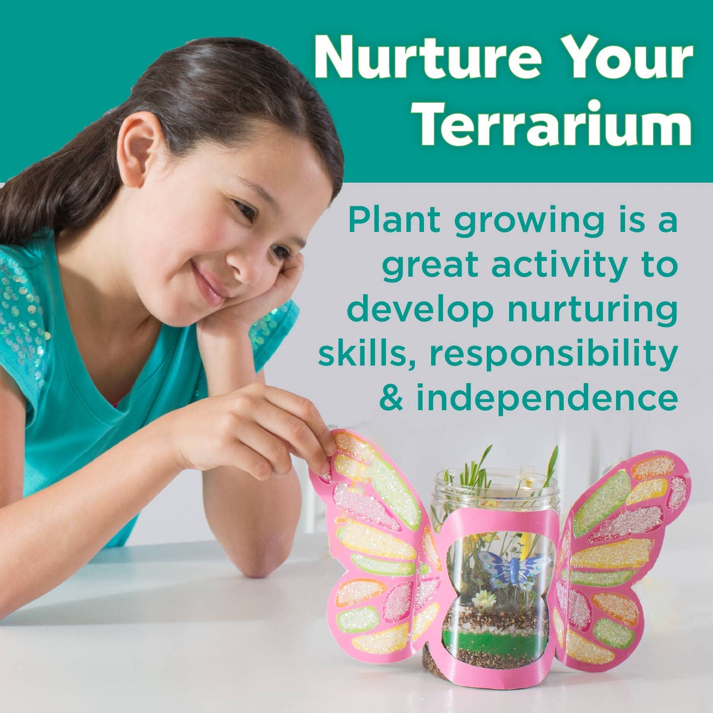 Sparkle N' Grow Butterfly Terrarium DIY Craft Kit for Kids