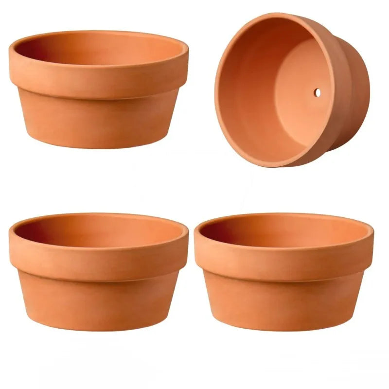 4 PCS Shallow Terracotta Pots 5.5"x2.8"