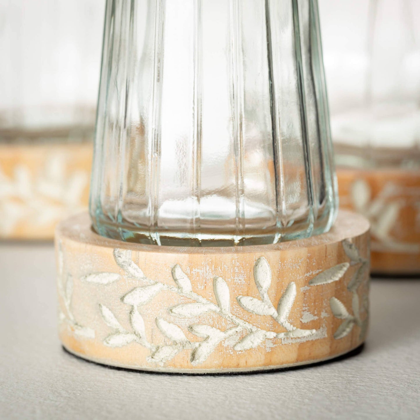 wood embossed vase set of 3